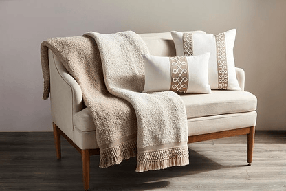 Cream Tassel Throw Blanket