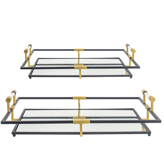 Decorative Mirrored Tray Set