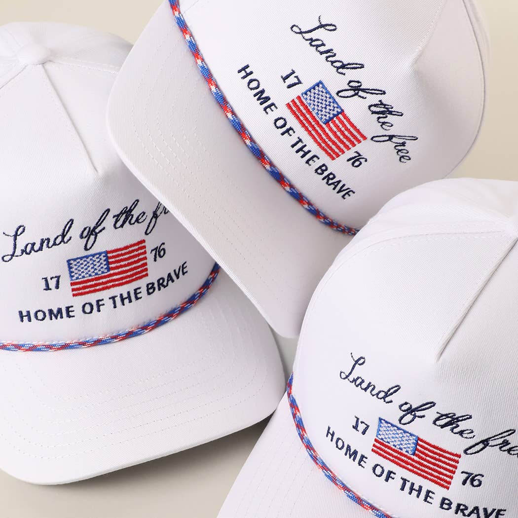 **Pre-Order**  Land of the Free Embroidered USA Rope Trucker Hat