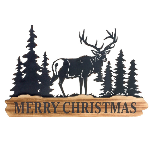Merry Christmas Sign 18"L x 11"H Metal/Wood