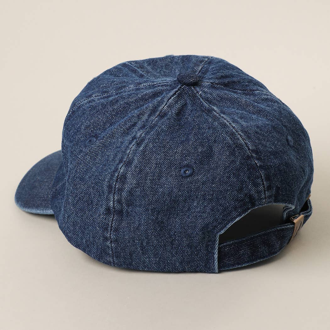 **Pre-Order**  Land Of The Free Embroidered Patch Denim Baseball Cap