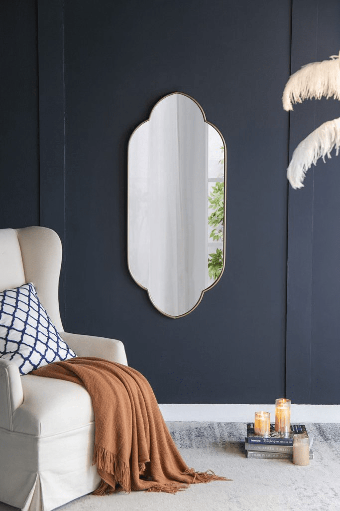 Champagne Gold Wall Mirror With Noched Edges