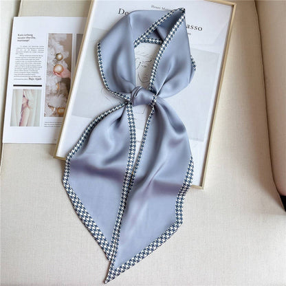 THIN SIMPLE GEOMETRIC LONG SILK HEAD SCARF_CWASC1521: APRICOT / (OS) 1