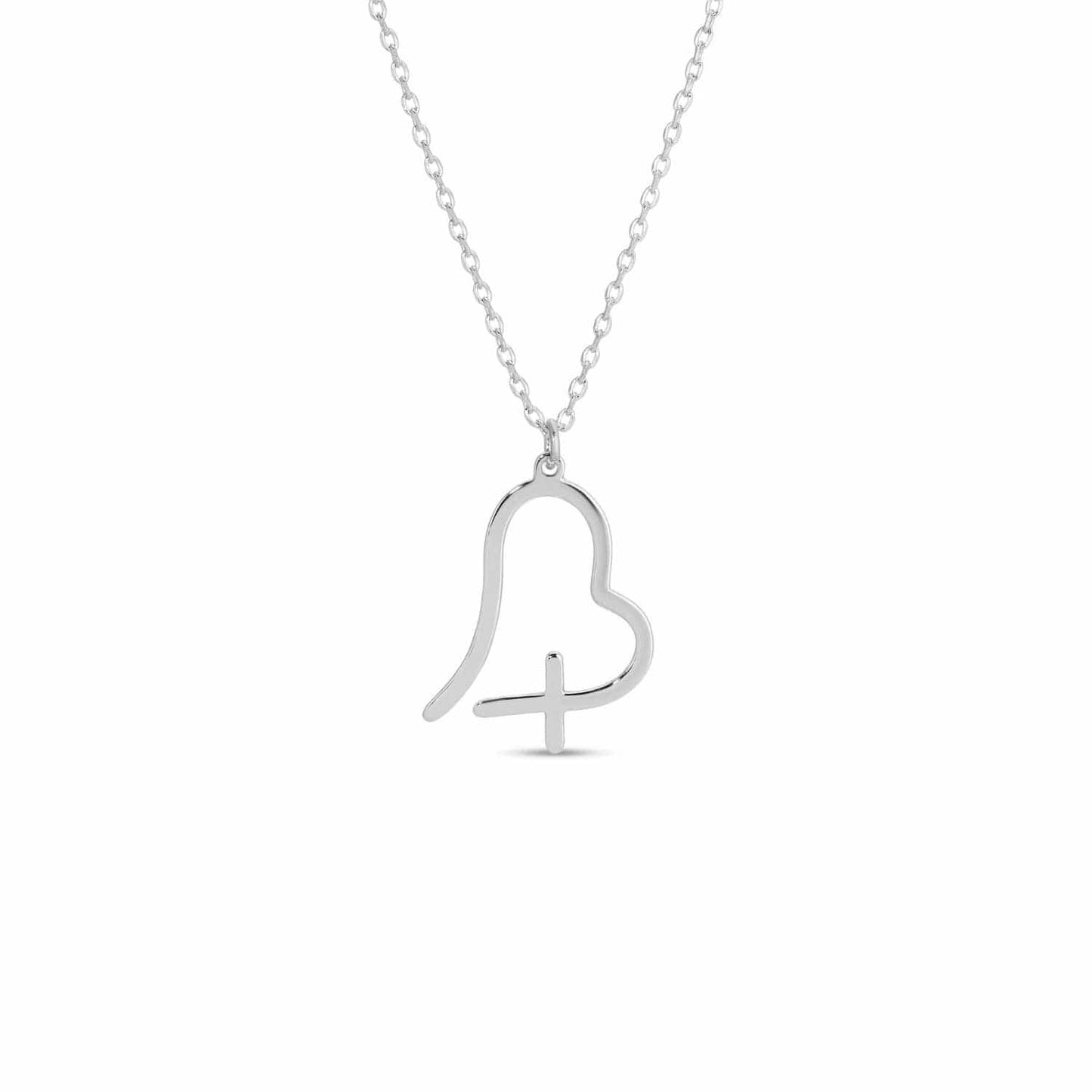 Free Form Heart With Cross Pendant Necklace