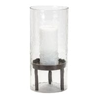 Glass and Iron Candle Holder 5.25" D x 13" H