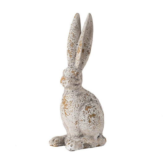 Weathered Cement Cream Rabbit Statue