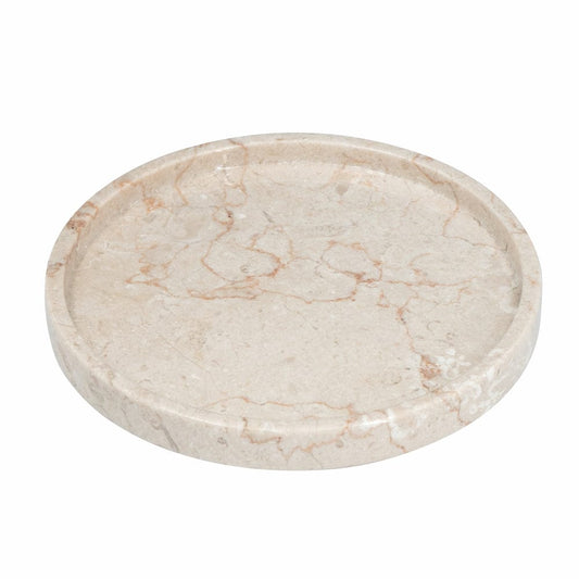 12x12x1" Marble Decorative Plate with Raised Trim, Cream