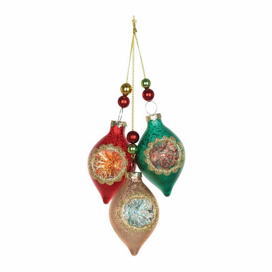 Triple Reflector Ornament 10.5”H Glass