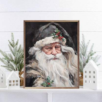 Wise Grayscale Santa Art Print