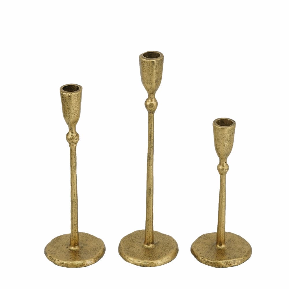 Gold Iron Candlesticks With Round Base - 3 Sizes