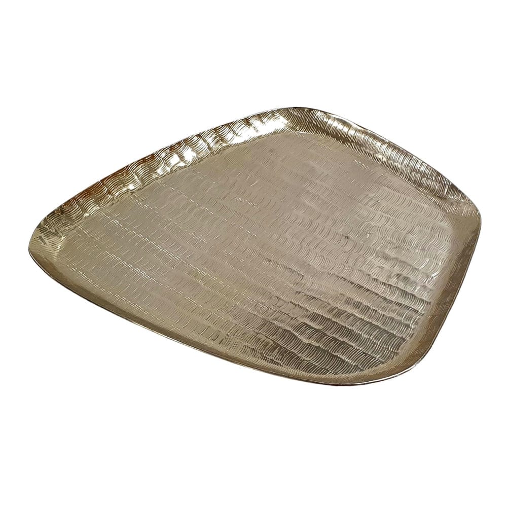 14x14x1" Handmade Decorative Polygon Tray, Gold