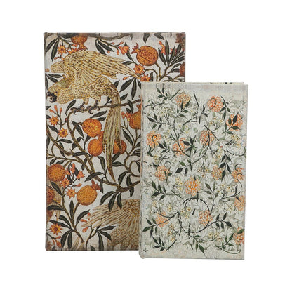Decorative Book Boxes with Multi-Colored Floral Motifs - 2 Sizes/Styles Available