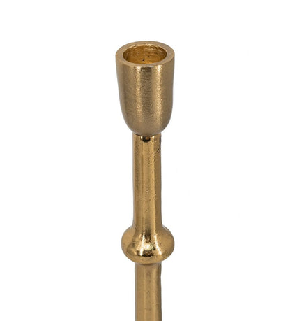 Slender Bronze Taper Candle Holder with Bead Accents