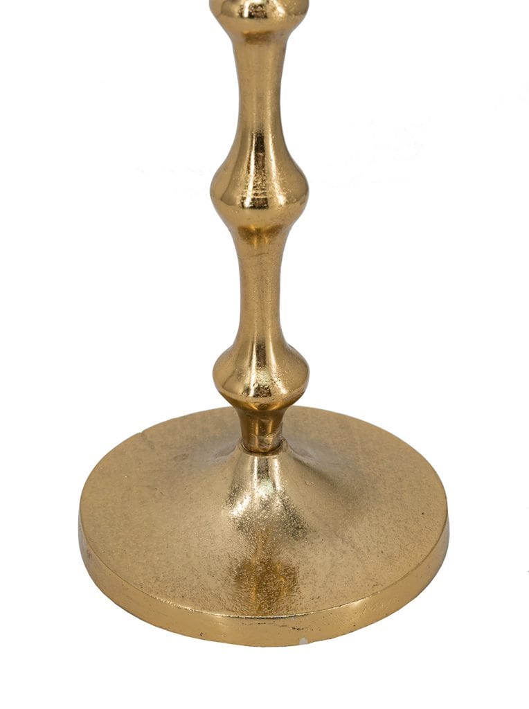 Slender Bronze Taper Candle Holder with Bead Accents