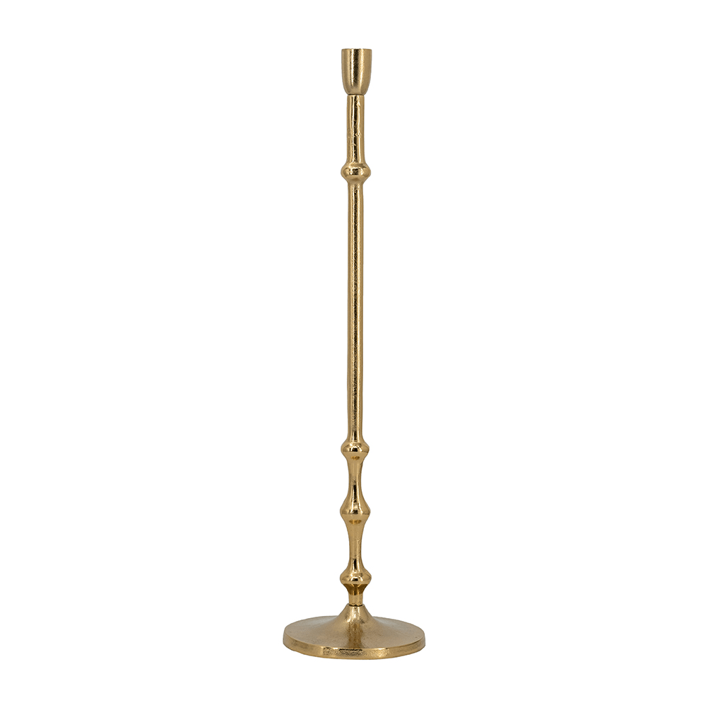 Slender Aluminum Taper Candle Holder with Bead Accents, Bronze -Large
