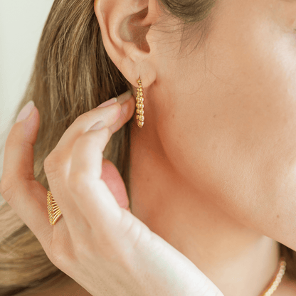 Beaded Vibe Latch Back Hoops