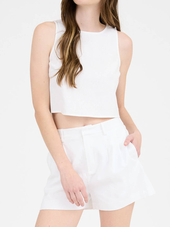 High waist front pleat shorts