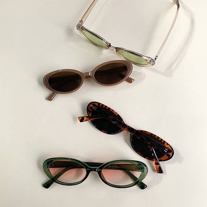 RETRO SMALL OVAL FRAME SUNGLASSES_CWASG0479: BROWN1 / (OS) 2