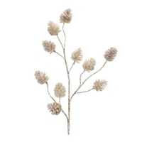 Melrose cream white pine cone spray branch with multiple small pinecones