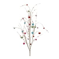 Decorative branch spray with multicolor red green blue jingle bell ornaments