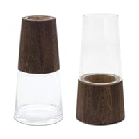 Vase (2 Styles) 5.5"D x 11"H Glass/Wood