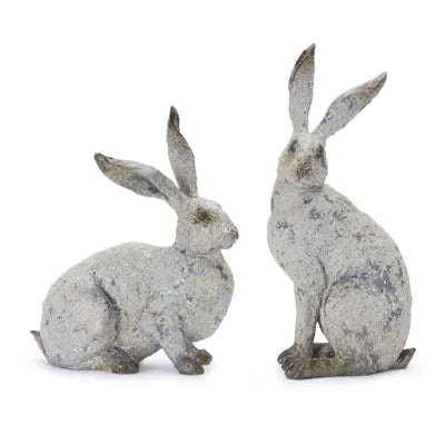 Rabbit (2 Asst) 9.75"H, 12"H Resin with Concrete Finish