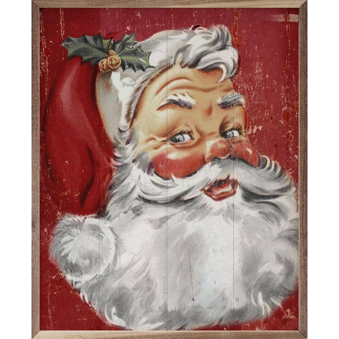 Watchful Eye Santa Red Art Print