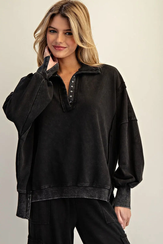 Snow Washed Long Sleeve Pull Over