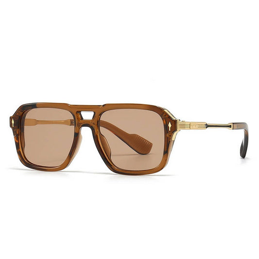 Retro Double Beam Square Frame Sunglasses