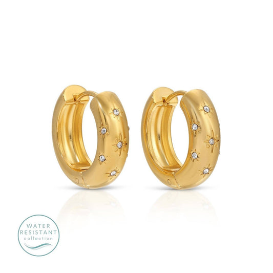 CZ Burst Water Resistant Huggie Earrings