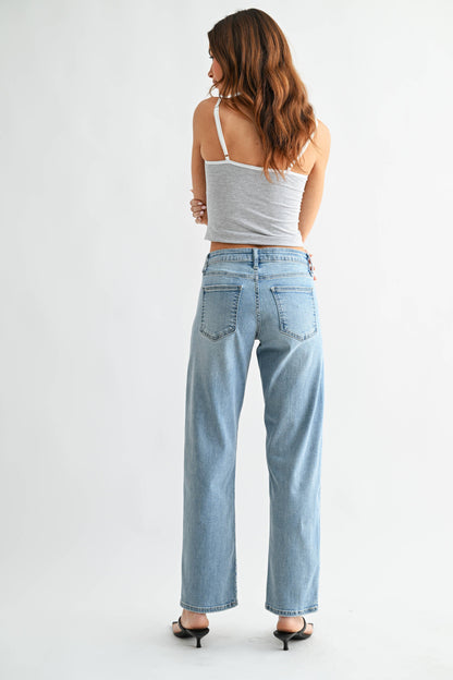 Bowed Straight Leg Jeans