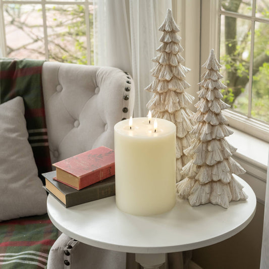 9" CREAM 3 WICK 3D FLAME CANDLE