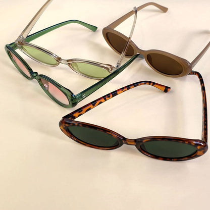 RETRO SMALL OVAL FRAME SUNGLASSES_CWASG0479: BROWN1 / (OS) 2