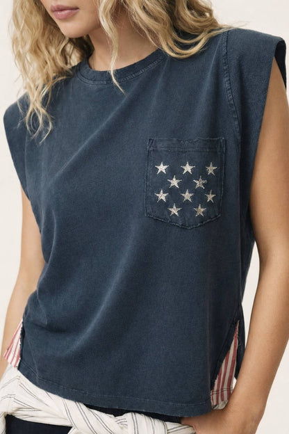 **Pre-Order**  250th USA star pocket stripe side tank