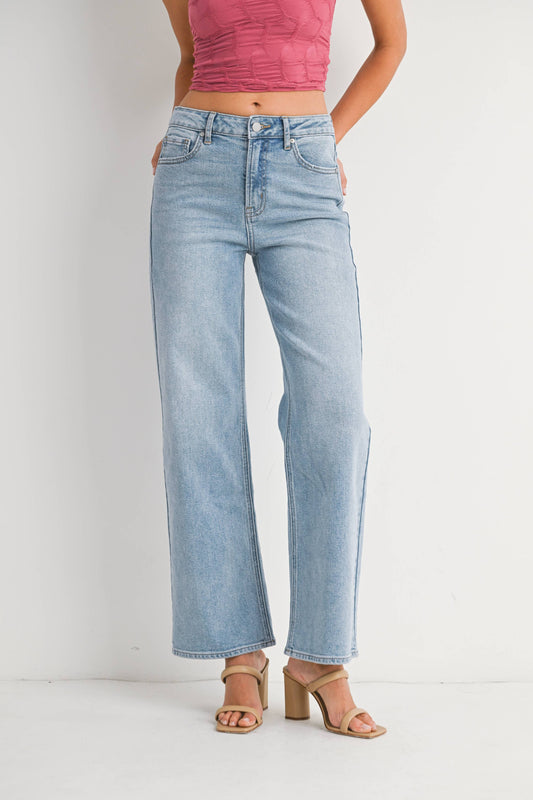 Light High Rise Full Length Straight Leg Jeans