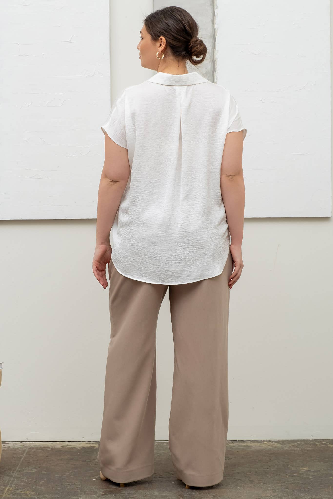 PLUS TEXTURED DROP SHOULDER COLLARED BUTTON DOWN SHIRT