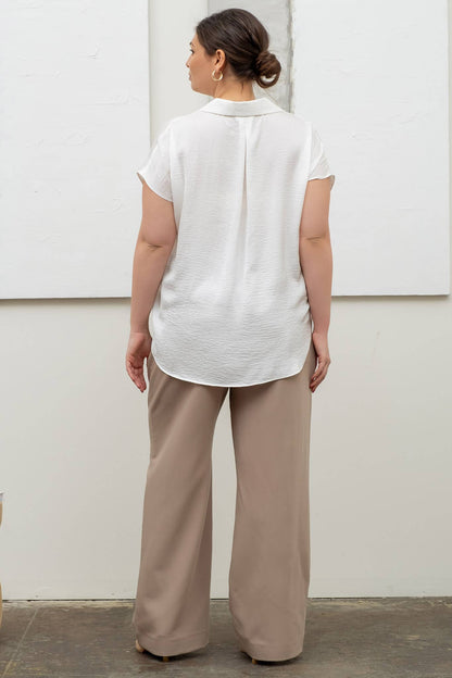 PLUS TEXTURED DROP SHOULDER COLLARED BUTTON DOWN SHIRT