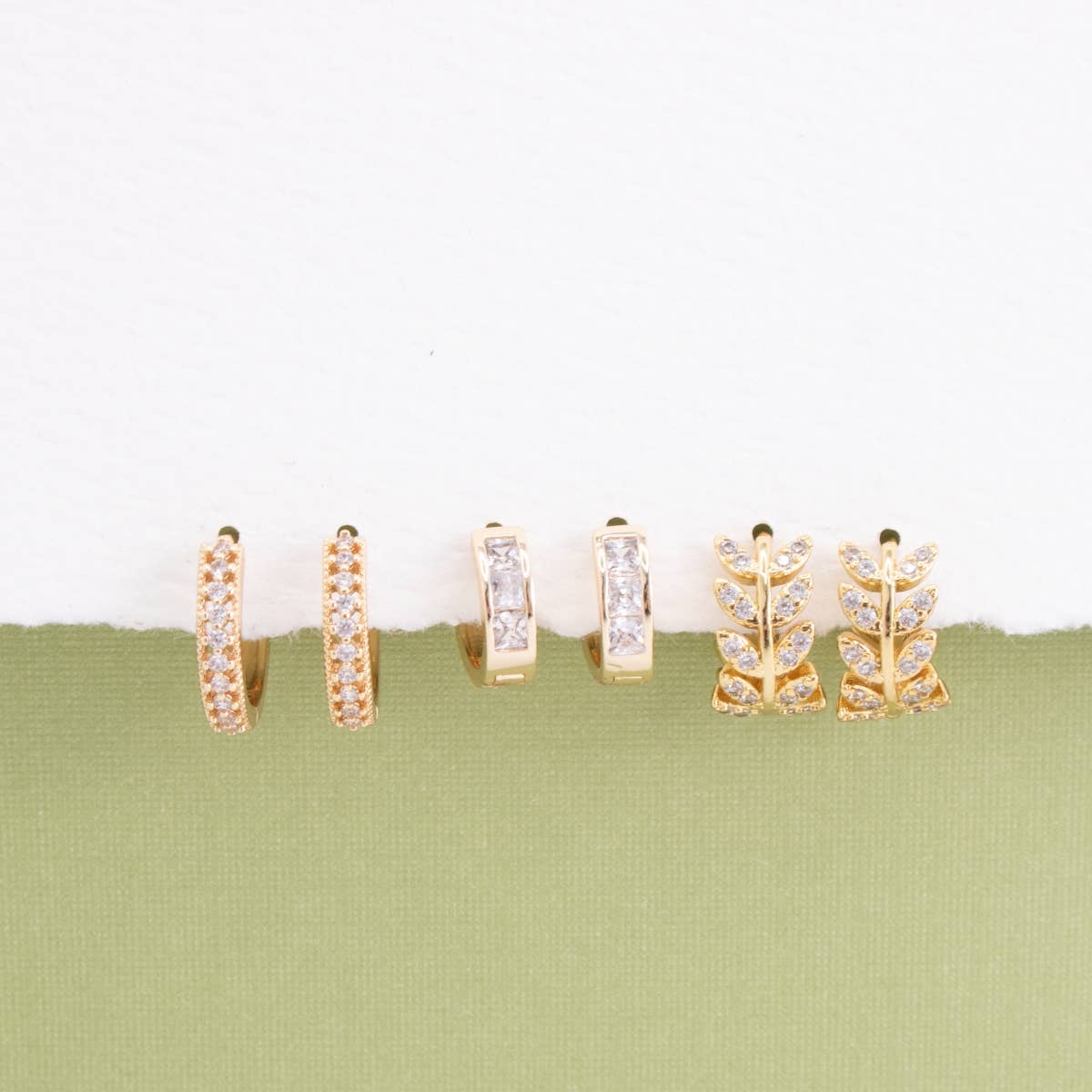 Set/3, Assorted Pavé Huggies