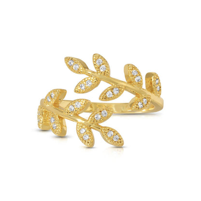 Pavé Adjustable Leaf Ring