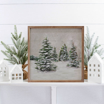 Pines In Snow By Annette Beraud-Battaglia Art Print