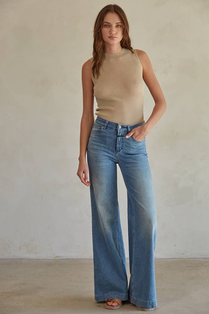 Ribbed Mock Neck Top