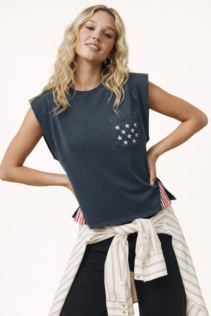 **Pre-Order**  250th USA star pocket stripe side tank