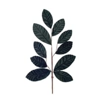 Dark green polyester leaf spray branch with multiple oval leaves on stem