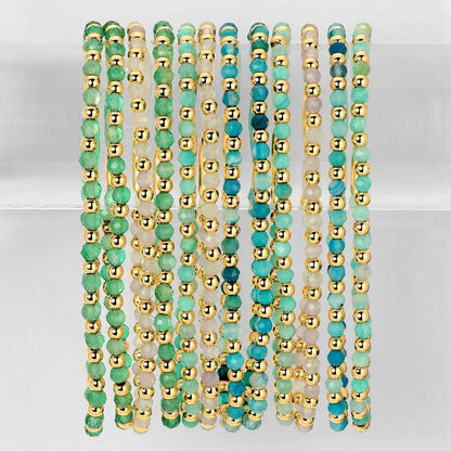 3mm Asst Beaded Bracelets Alternating Stones