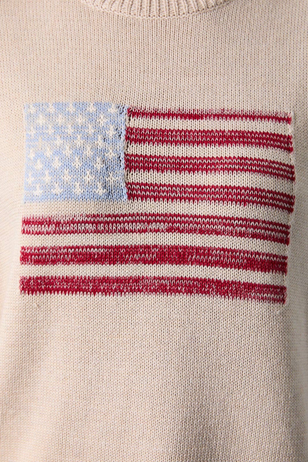 Crew Neck Wide Shoulder USA Flag Sweater