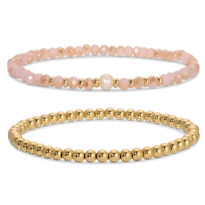 Beaded Duo Pearl Bracelet Set