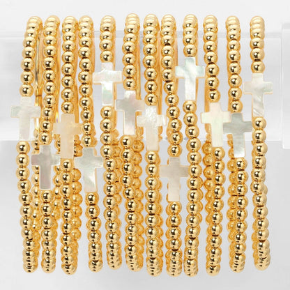 Stretch Breaded Bracelet w/ Cross