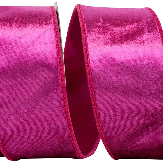 Designer Plush Velvet Elite Wired Edge, Fuchsia, 2-1/2 in
