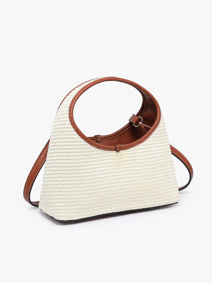 M2826 Catalina Rounded Straw Satchel w/ Crossbody Strap