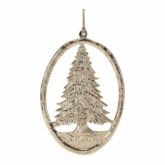 Oval Tree Ornament 6”H Aluminum